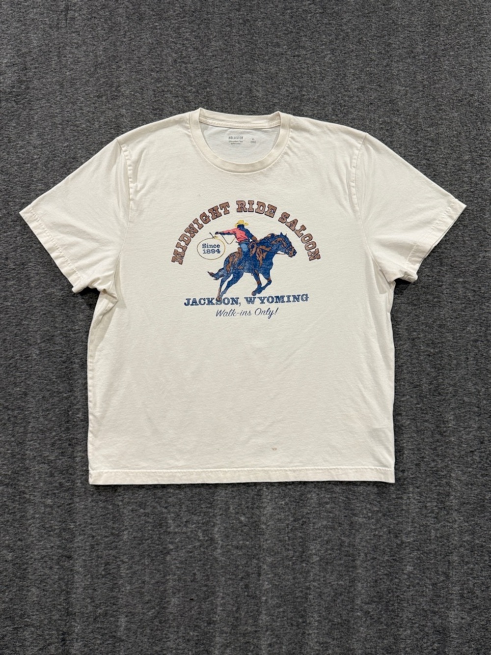 Hollister Western Shrunken Midnight Ride Saloon Graphic Tee Size XL Distressed‎